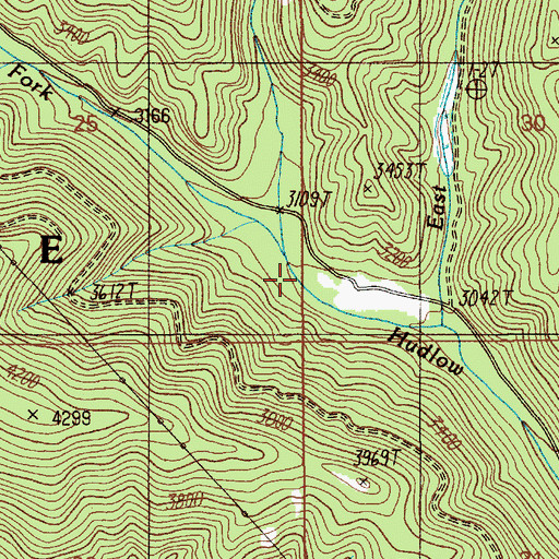Topographic Map of West Fork Hudlow Creek, ID
