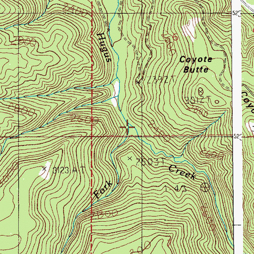 Topographic Map of West Fork Hugus Creek, ID