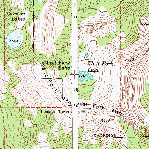 Topographic Map of West Fork Lake, ID
