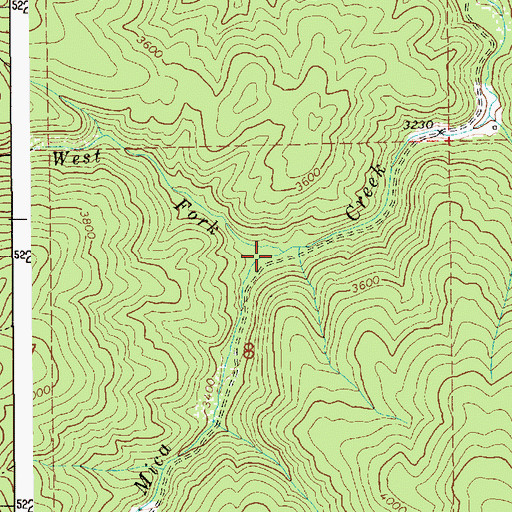 Topographic Map of West Fork Mica Creek, ID