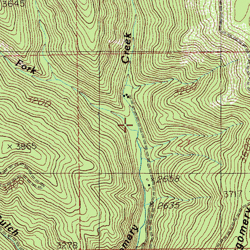 Topographic Map of West Fork Montgomery Creek, ID