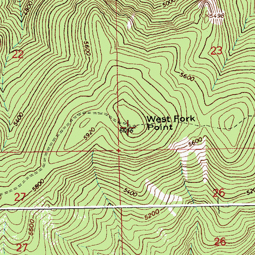 Topographic Map of West Fork Point, ID