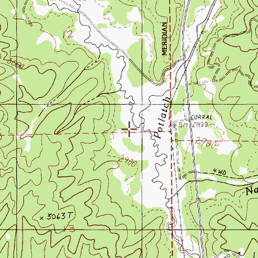 Topographic Map of West Fork Potlatch River, ID