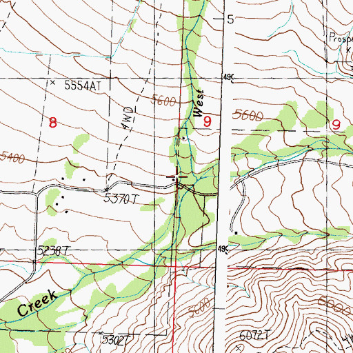Topographic Map of West Fork Sandy Creek, ID