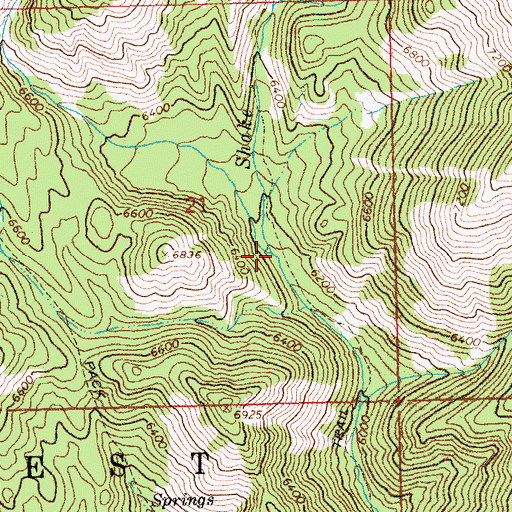 Topographic Map of West Fork Shake Creek, ID