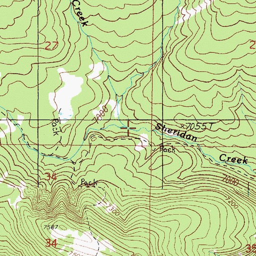Topographic Map of West Fork Sheridan Creek, ID