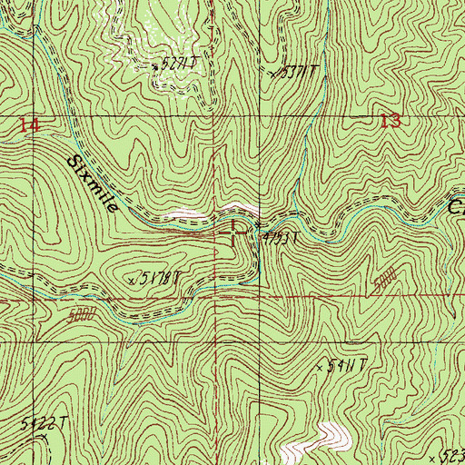 Topographic Map of West Fork Sixmile Creek, ID