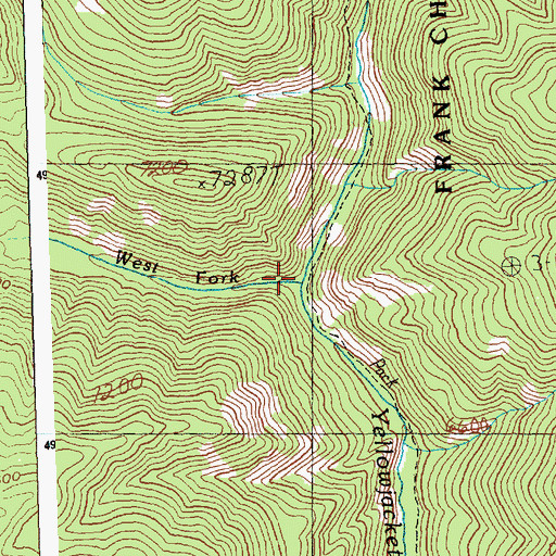 Topographic Map of West Fork Yellowjacket Creek, ID