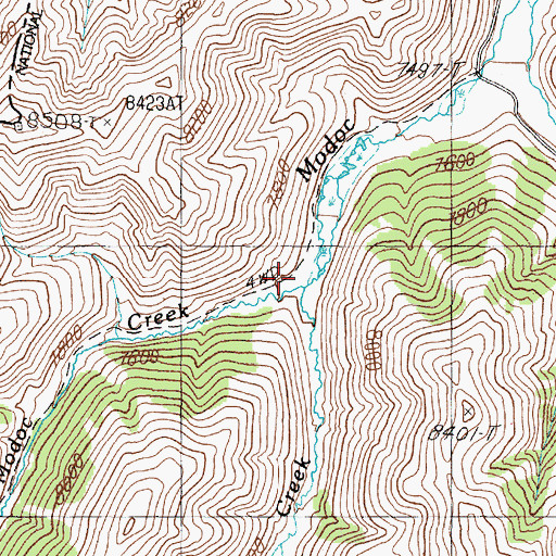 Topographic Map of West Modoc Creek, ID