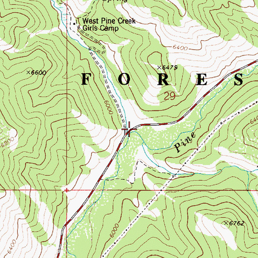 Topographic Map of West Pine Creek, ID