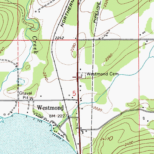 Topographic Map of Westmond Cemetery, ID