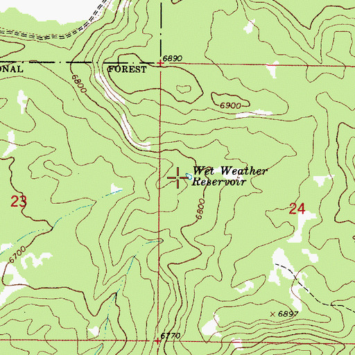 Topographic Map of Wet Weather Reservoir, ID