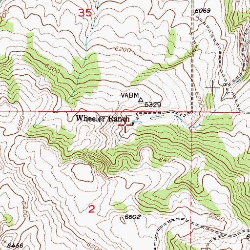 Topographic Map of Wheeler Ranch, ID