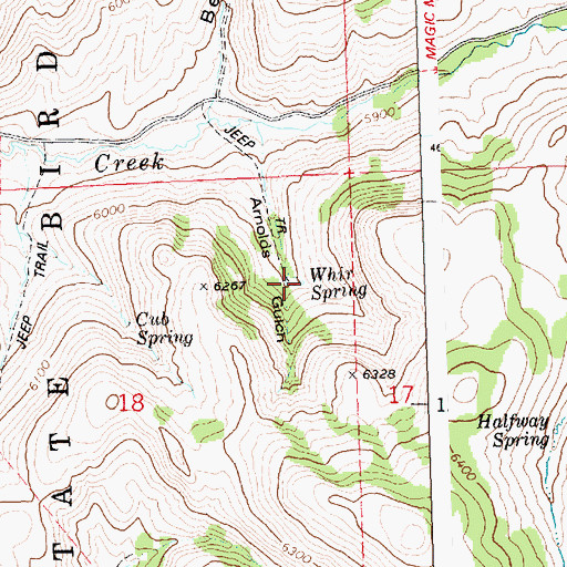 Topographic Map of Whir Spring, ID