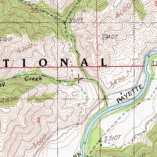 Topographic Map of Whiskey Creek, ID