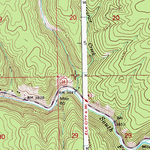 Topographic Map of Whiskey Creek, ID