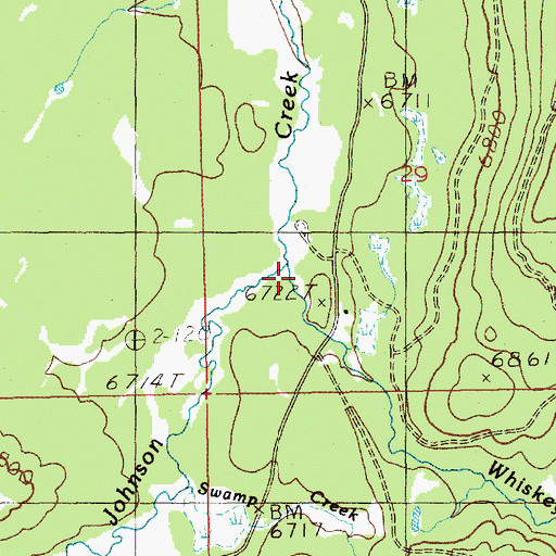 Topographic Map of Whiskey Creek, ID
