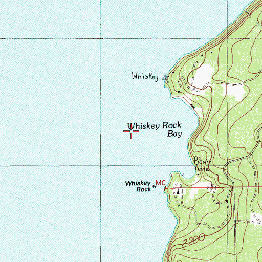 Topographic Map of Whiskey Rock Bay, ID