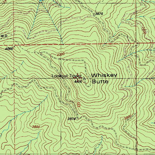 Topographic Map of Whiskey Butte, ID