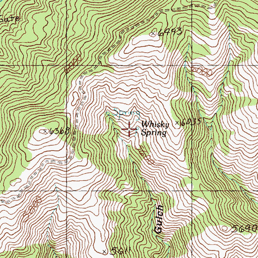 Topographic Map of Whisky Spring, ID