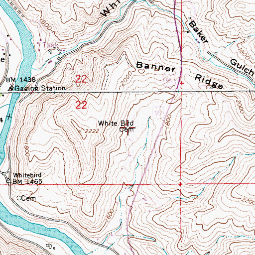 Topographic Map of White Bird Cemetery, ID