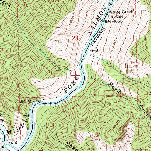 Topographic Map of White Creek, ID