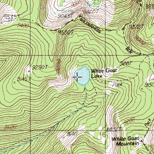 Topographic Map of White Goat Lake, ID