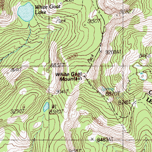 Topographic Map of White Goat Lookout (historical), ID