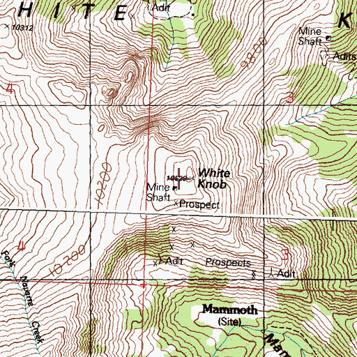 Topographic Map of White Knob, ID