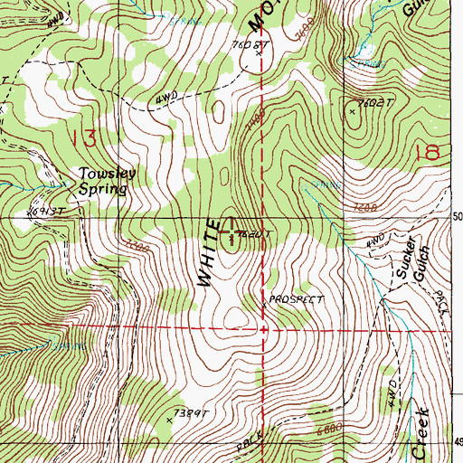 Topographic Map of White Monument, ID