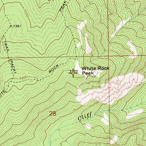 Topographic Map of White Rock Peak, ID