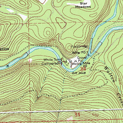 Topographic Map of White Sand Campground, ID