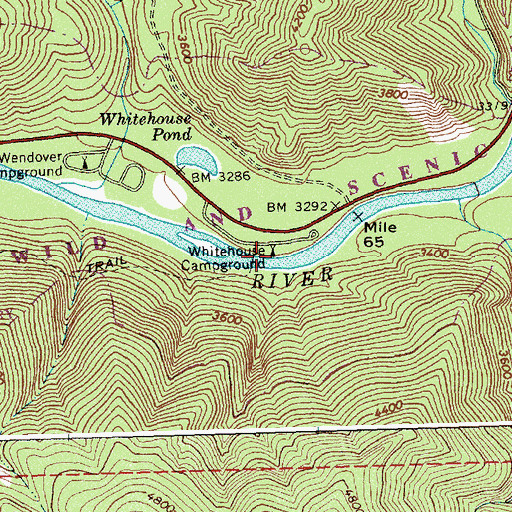 Topographic Map of Whitehouse Campground, ID
