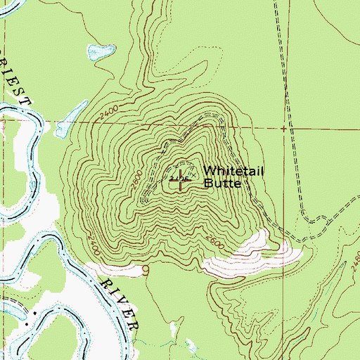 Topographic Map of Whitetail Butte, ID