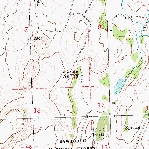 Topographic Map of Whittle Spring, ID