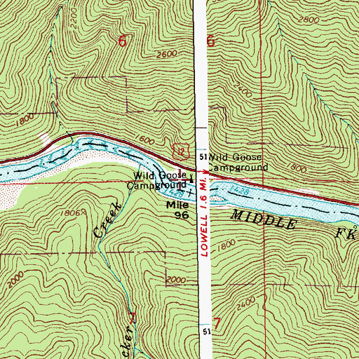 Topographic Map of Wild Goose Campground, ID
