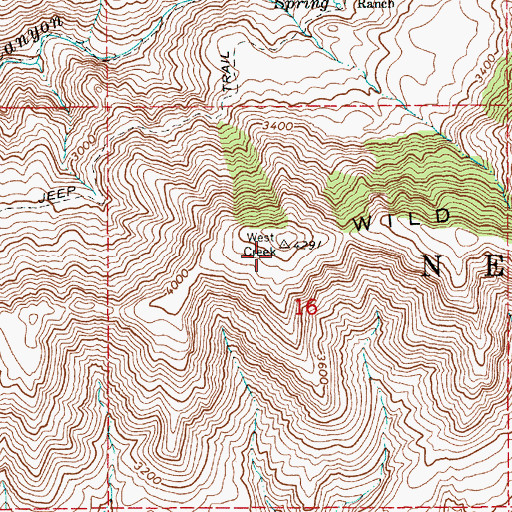 Topographic Map of Wild Horse Ridge, ID