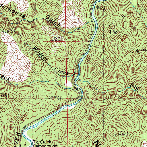 Topographic Map of Wildcat Creek, ID