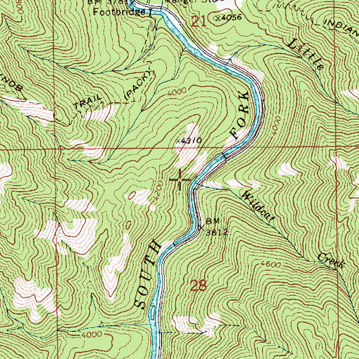 Topographic Map of Wildcat Creek, ID