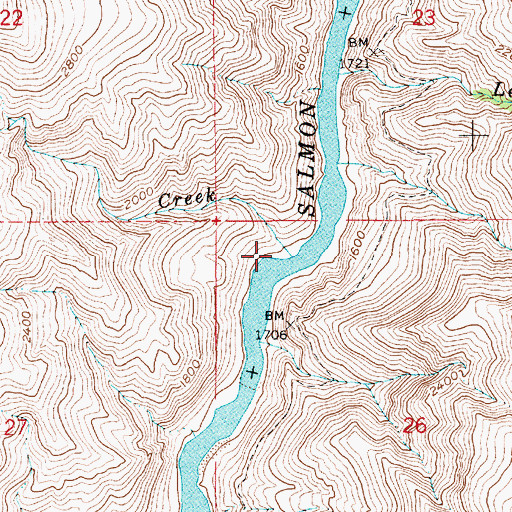 Topographic Map of Wildcat Creek, ID