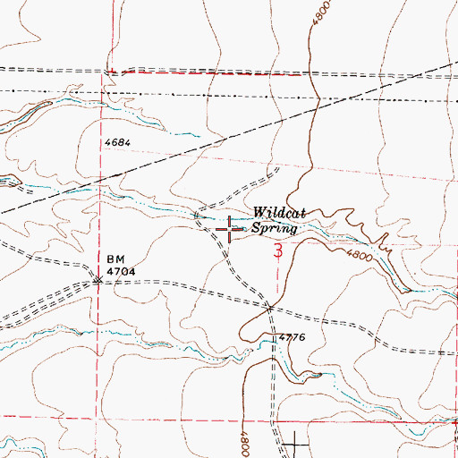 Topographic Map of Wildcat Spring, ID