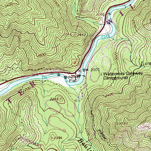 Topographic Map of Wilderness Gateway Pack Bridge, ID