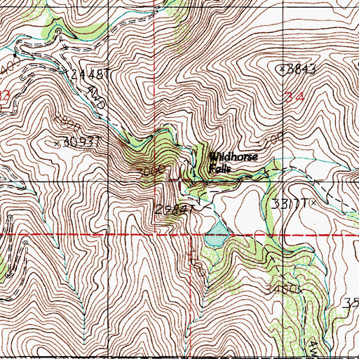Topographic Map of Wildhorse Falls, ID