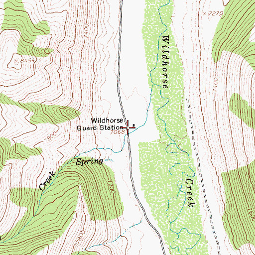 Topographic Map of Wildhorse Guard Station, ID