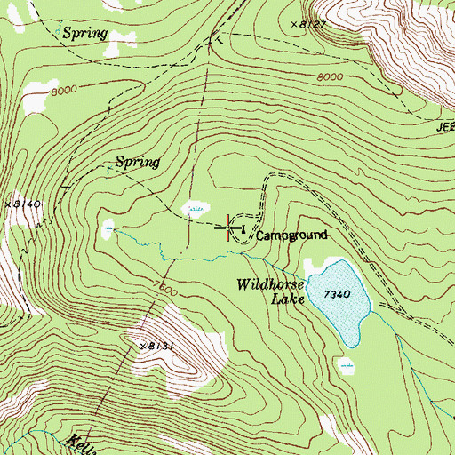 Topographic Map of Wildhorse Lake Campground, ID
