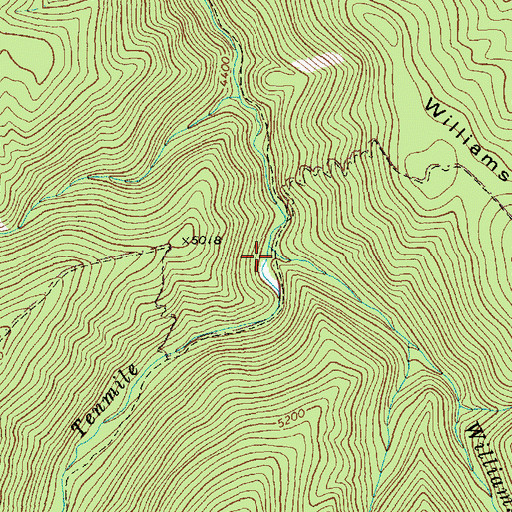 Topographic Map of Williams Creek, ID