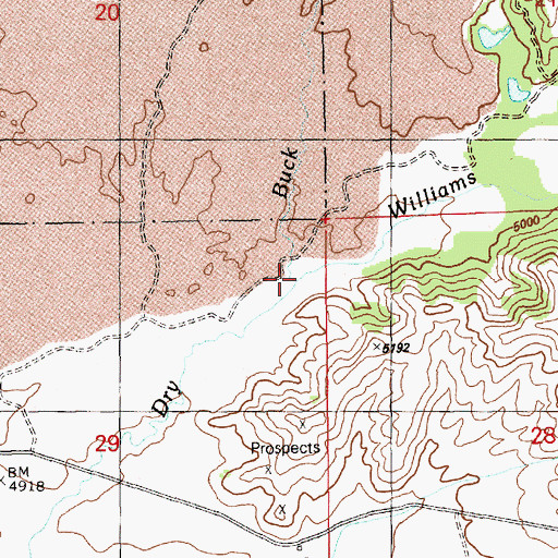 Topographic Map of Williams Creek, ID