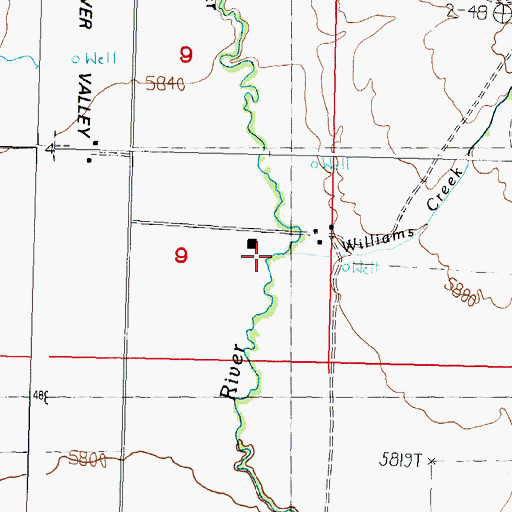 Topographic Map of Williams Creek, ID