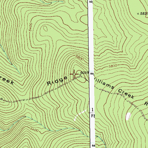Topographic Map of Williams Creek Ridge, ID