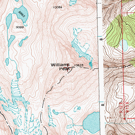 Topographic Map of Williams Peak, ID